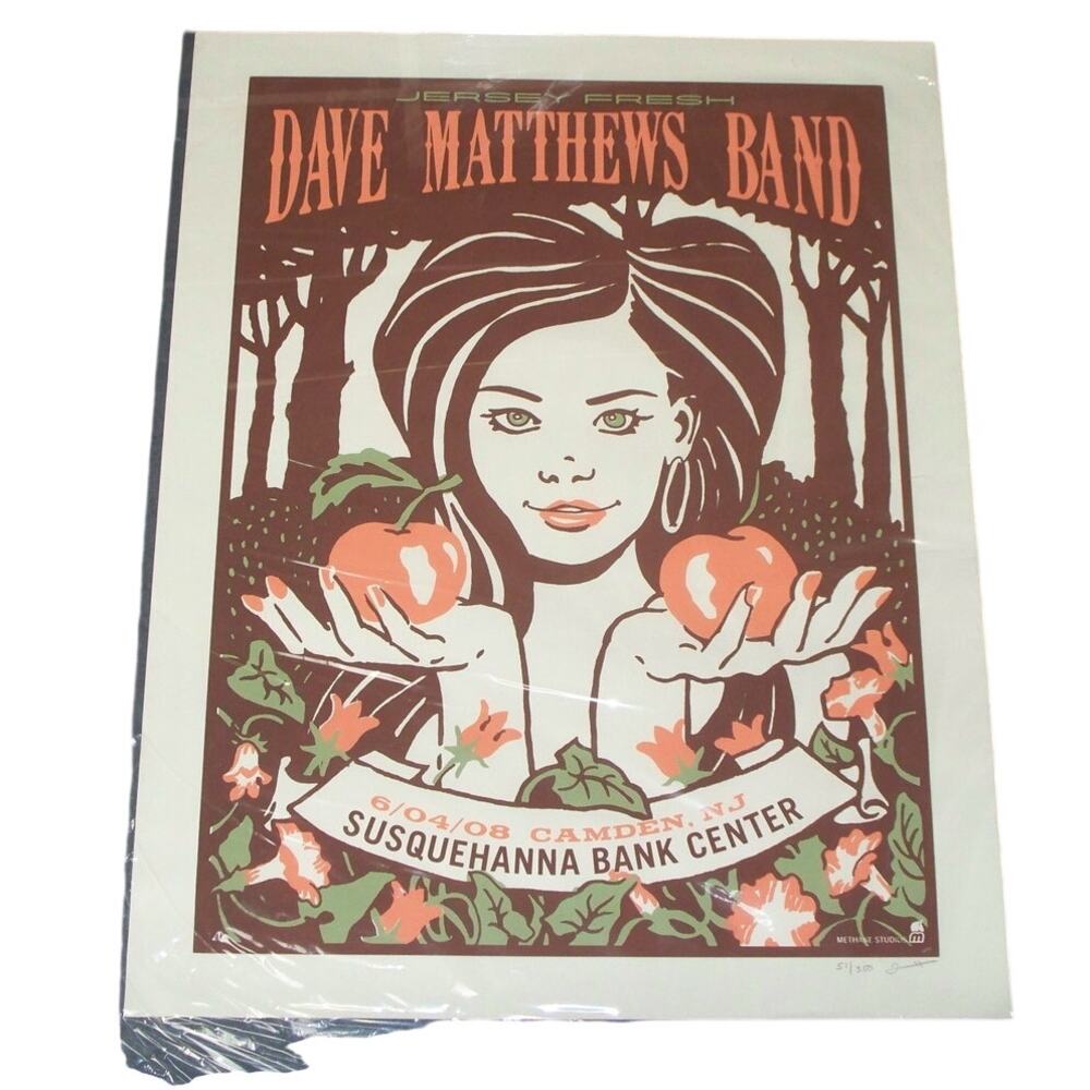 Dave Matthews Band Poster 06/04/08 Camden NJ Jersey Fresh Methane S/N 51/350 DMB